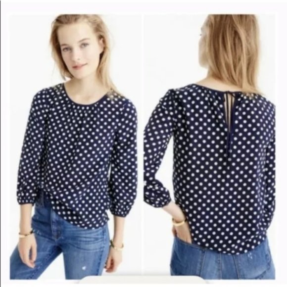 Silk J. Crew Polka Dot Blouse - Picture 2 of 6